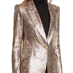 NWT L'AGENCE Chamberlain Sequin Snake Print Blazer size 6